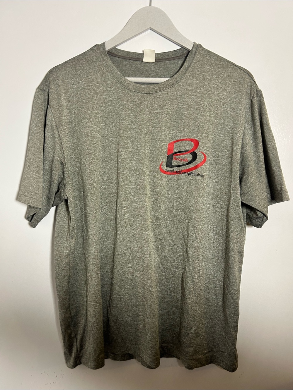 Sport-Tek Gray Short-Sleeve Crew Tee with Red Logo